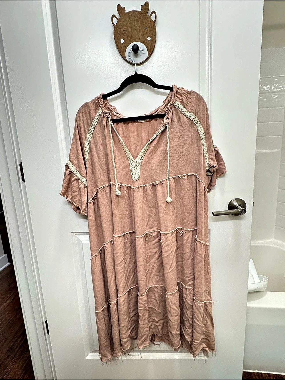 143 Story Maxi Tiered Dress in Pink Size Medium